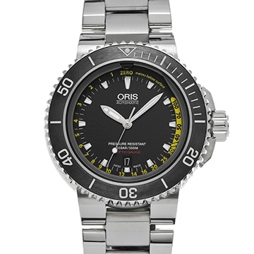 オリス アクイス デプスゲージ 01 733 7675 4154-Set MB ブラック メンズ 時計 【中古】【wristwatch】