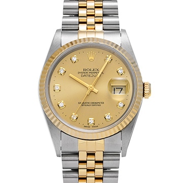 ロレックス デイトジャスト 16233G シャンパン/ダイヤモンド メンズ 時計 【中古】【wristwatch】