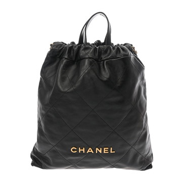 シャネル ラージバッグパック CHANEL22 ブラック AS3313 シャイニーカーフスキン レディース バッグ 【中古】【bag】