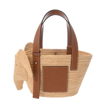 ロエベ エレファント バスケット スモール ナチュラル/タン A546T37X01 ラフィア/カーフ レディース バッグ 【中古】【bag】