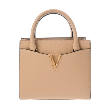 ヴェルサーチ ヴィルトゥス トップハンドルバッグ 2WAY ベージュ レザー レディース バッグ 【中古】【bag】