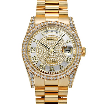 ロレックス デイデイト 118388 ホワイトシェル/ダイヤモンド メンズ 時計 【中古】【wristwatch】