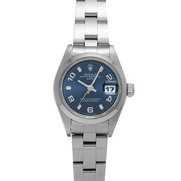 ロレックス オイスターパーペチュアル デイト 69160 ブルー レディース 時計 【中古】【wristwatch】