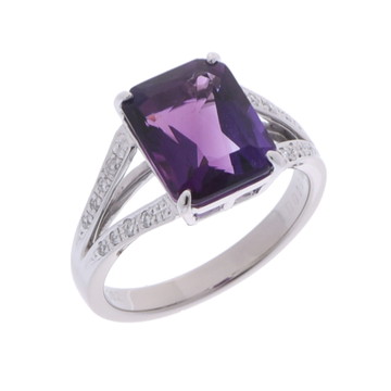 ノーブランド アメシストリング シルバー K18ホワイトゴールド WG レディース ジュエリー 【中古】【jewelry】