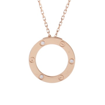 カルティエ ラブサークル ネックレス 3PD ゴールド K18ピンクゴールド PG レディース ジュエリー 【中古】【jewelry】