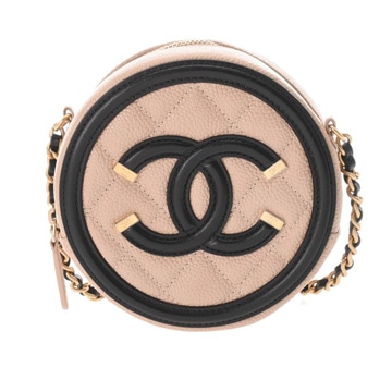 シャネル マトラッセ チェーンクラッチ CCフィリグリー ベージュ/ブラック AP0365 キャビアスキン レディース バッグ 【中古】【bag】