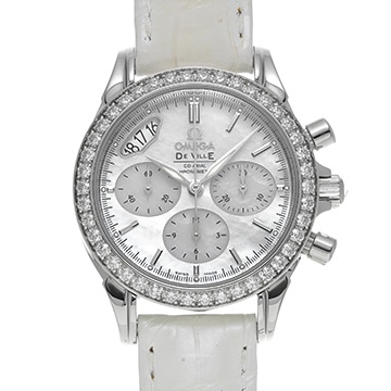 オメガ デ・ヴィル コーアクシャル クロノグラフ 4877.70.36 ホワイトシェル レディース 時計 【中古】【wristwatch】