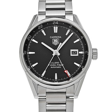 タグ ホイヤー カレラ キャリバー7 ツインタイム WAR2010.BA0723 ブラック メンズ 時計 【中古】【wristwatch】