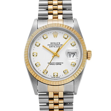 ロレックス デイトジャスト 16233G ホワイト/ダイヤモンド メンズ 時計 【中古】【wristwatch】