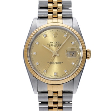 ロレックス デイトジャスト 16233G シャンパン/ダイヤモンド メンズ 時計 【中古】【wristwatch】