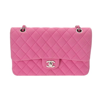 シャネル マトラッセ Wフラップ Wチェーン ショルダー 25cm ピンク A01112 キャビアスキン レディース バッグ 【中古】【bag】