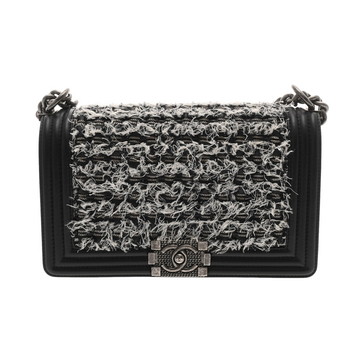 シャネル ボーイシャネル チェーンショルダー 25cm ブラック A67086 ツイード/レザー レディース バッグ 【中古】【bag】