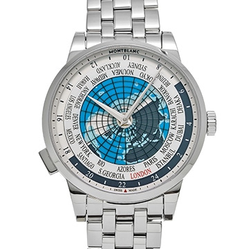 モンブラン ヘリテイジ スピリット オルビス テラルム 112309 ホワイト/ブルー メンズ 時計 【中古】【wristwatch】