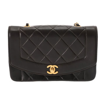 シャネル ダイアナ チェーンショルダー 23cm ブラック A01164 ラムスキン レディース バッグ 【中古】【bag】