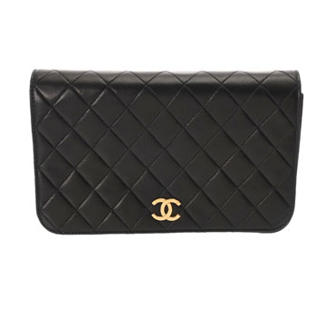 シャネル マトラッセ プッシュロックチェーンショルダー ブラック ラムスキン レディース バッグ 【中古】【bag】