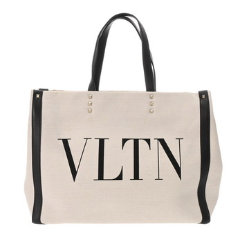 ヴァレンティノ VLTN トート ベージュ/ブラック WW2B0D21 レザー/キャンバス レディース バッグ 【中古】【bag】