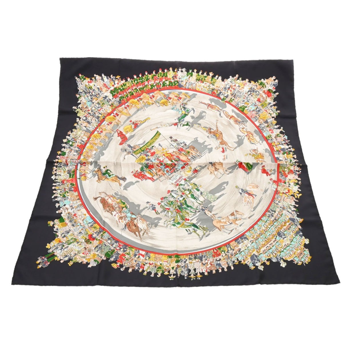 エルメス カレ 90 CIRQUE MOLIER ネイビー系 シルク100％ レディース 【中古】【other】