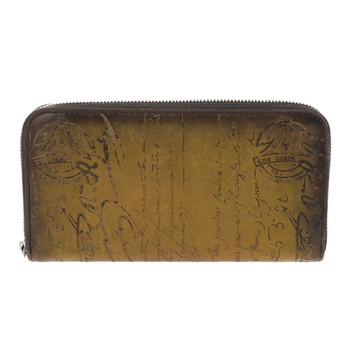 ベルルッティ イタウバ  カリグラフィ ジャングルグリーン スクリットレザー メンズ 財布 【中古】【purse】