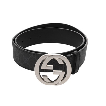 グッチ GGバックル #85 ブラック/シルバー金具 411924 GGスプリームキャンバス/レザー メンズ 【中古】【other】