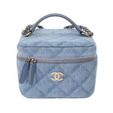 シャネル マトラッセ スモール ヴァニティケース ブルー AS3171 デニム レディース バッグ 【中古】【bag】