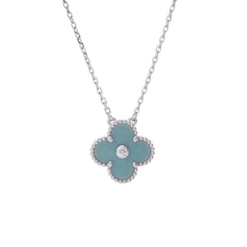 ヴァン クリーフ&アーペル ヴィンテージアルハンブラ ネックレス 2022年ホリデー シルバー VCARP9RU00 K18ホワイトゴールド WG レディース ジュエリー 【中古】【jewelry】