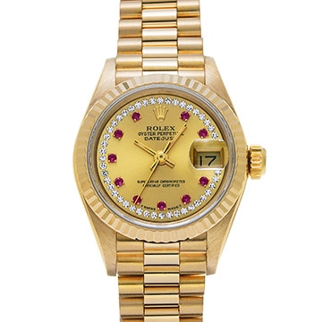 ロレックス デイトジャスト 69178LR シャンパン/ミリヤードダイヤモンド/ルビー レディース 時計 【中古】【wristwatch】