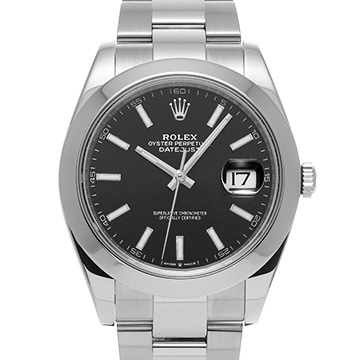 ロレックス デイトジャスト 41 126300 ブライトブラック メンズ 時計 【中古】【wristwatch】