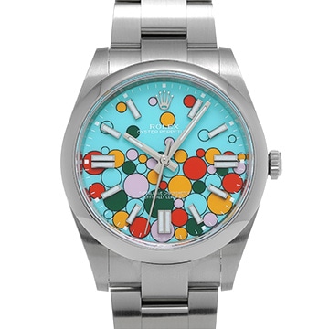 ロレックス オイスターパーペチュアル 41 124300 ターコイズブルー セレブレーションモチーフ メンズ 時計 【中古】【wristwatch】