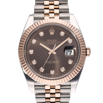 ロレックス デイトジャスト 41 126331G チョコレートブラウン/ダイヤモンド メンズ 時計 【中古】【wristwatch】