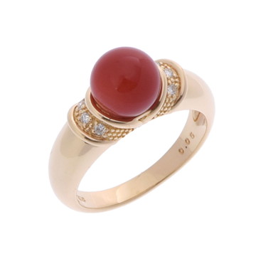 ノーブランド 珊瑚リング 7.6ｍｍ ゴールド K18イエローゴールド YG レディース ジュエリー 【中古】【jewelry】