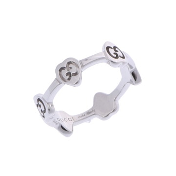グッチ アイコンハート ステーション リング シルバー K18ホワイトゴールド WG レディース ジュエリー 【中古】【jewelry】