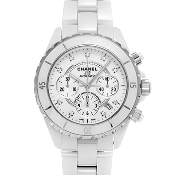 シャネル J12 クロノグラフ 41MM H2009 ホワイトラッカー/シルバー/ダイヤモンド メンズ 時計 【中古】【wristwatch】