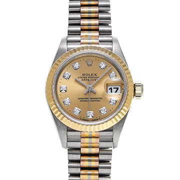 ロレックス デイトジャスト トリドール 69179G BIC シャンパン/ダイヤモンド レディース 時計 【中古】【wristwatch】