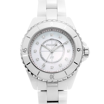 シャネル J12 33MM H5703 ホワイトラッカー/ダイヤモンド レディース 時計 【中古】【wristwatch】