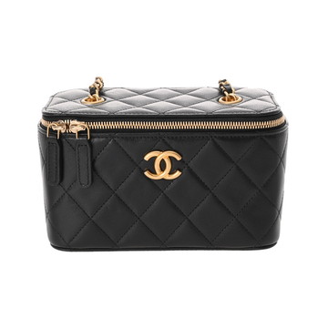 シャネル マトラッセ ヴァニティケース ブラック ラムスキン レディース バッグ 【中古】【bag】