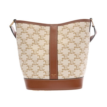 セリーヌ スモールバケット ホワイト 191442CAS 01BC トリオンフ キャンバス/カーフ レディース バッグ 【中古】【bag】