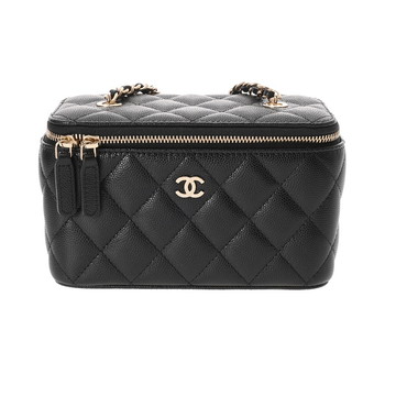 シャネル マトラッセ スモール ヴァニティケース ブラック AP1341 グレインドカーフスキン レディース バッグ 【中古】【bag】