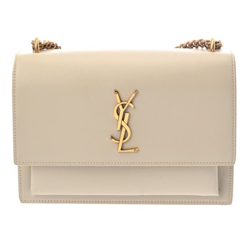 サンローラン サンセット ミディアム ベージュ GAB442906 スムースレザー レディース バッグ 【中古】【bag】