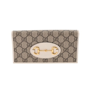 グッチ チェーン付き ウォレット ホーズビット 1955 ベージュ/エボニー/ホワイト 621892 496334 GGスプリームキャンバス/レザー レディース バッグ 【中古】【bag】