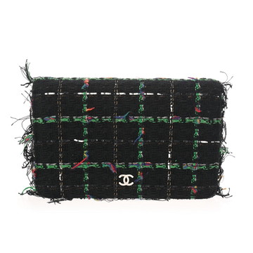 シャネル チェーンウォレット ブラック ツイード レディース バッグ 【中古】【bag】