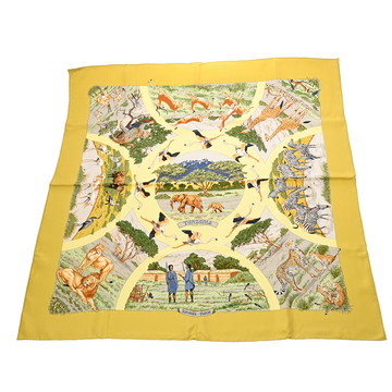 エルメス カレ 90 TANZANIE イエロー系マルチカラー シルク100％ レディース 【中古】【other】
