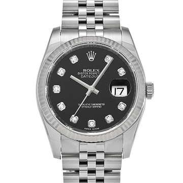 ロレックス デイトジャスト 116234G ブラック/ダイヤモンド メンズ 時計 【中古】【wristwatch】