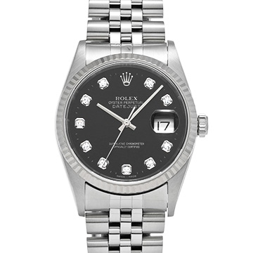 ロレックス デイトジャスト 16234G ブラック/ダイヤモンド メンズ 時計 【中古】【wristwatch】
