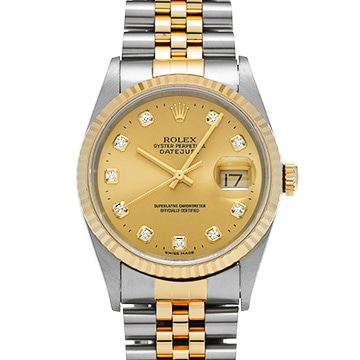 ロレックス デイトジャスト 16233G シャンパン/ダイヤモンド メンズ 時計 【中古】【wristwatch】
