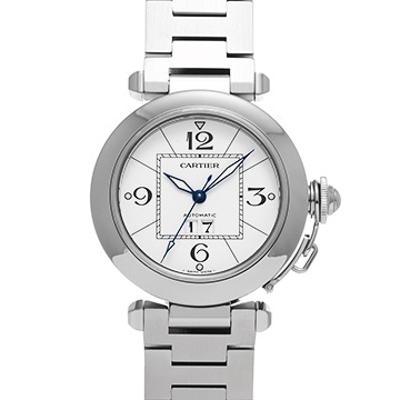 カルティエ パシャC ビッグデイト W31055M7 ホワイト ユニセックス 時計 【中古】【wristwatch】