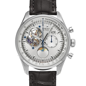 ゼニス クロノマスター エル・プリメロ オープン ムーン＆サンフェイズ 03.2160.4047/01.C713 シルバー メンズ 時計 【中古】【wristwatch】