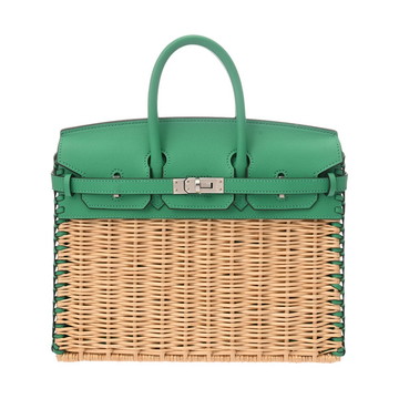 エルメス バーキン 25 ピクニック ミント/ナチュラル ヴォースイフト/ラタン レディース バッグ 【中古】【bag】