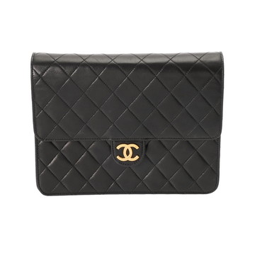 シャネル マトラッセ プッシュロックチェーンショルダー ブラック ラムスキン レディース バッグ 【中古】【bag】