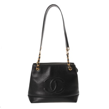 シャネル チェーントート ブラック キャビアスキン レディース バッグ 【中古】【bag】