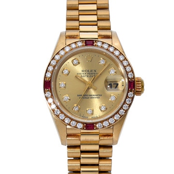 ロレックス デイトジャスト 69068G シャンパン/ダイヤモンド レディース 時計 【中古】【wristwatch】